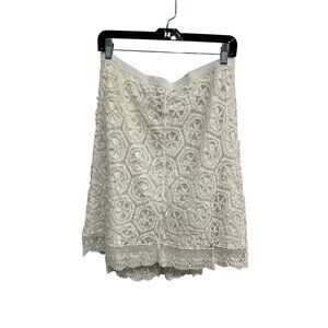 V Cristina White Lace Fully Lined Cotton Skirt Size Large Elegant Bohemian